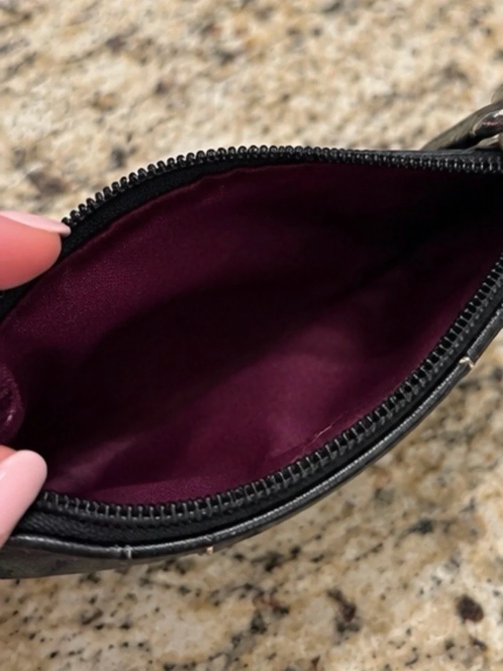 Coach Black Signature Canvas and Leather Wristlet